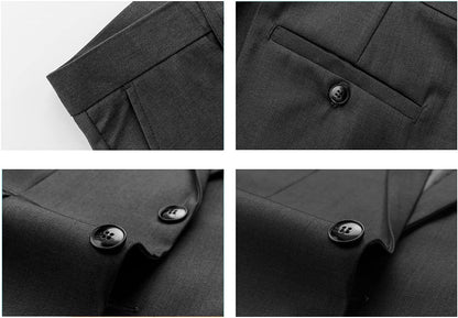 KUDORO Men Suits 3 Piece Slim Fit Single Breasted Two Buttons Wedding Business Tuxedo Suit Blazer Waistcoat Trousers