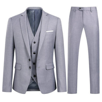YOUTHUP Mens Slim Fit 3 Piece Suit 2 Button Business Wedding Suits Tuxedo Blazer Waistcoat Trousers