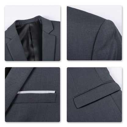 YOUTHUP Mens Slim Fit 3 Piece Suit 2 Button Business Wedding Suits Tuxedo Blazer Waistcoat Trousers