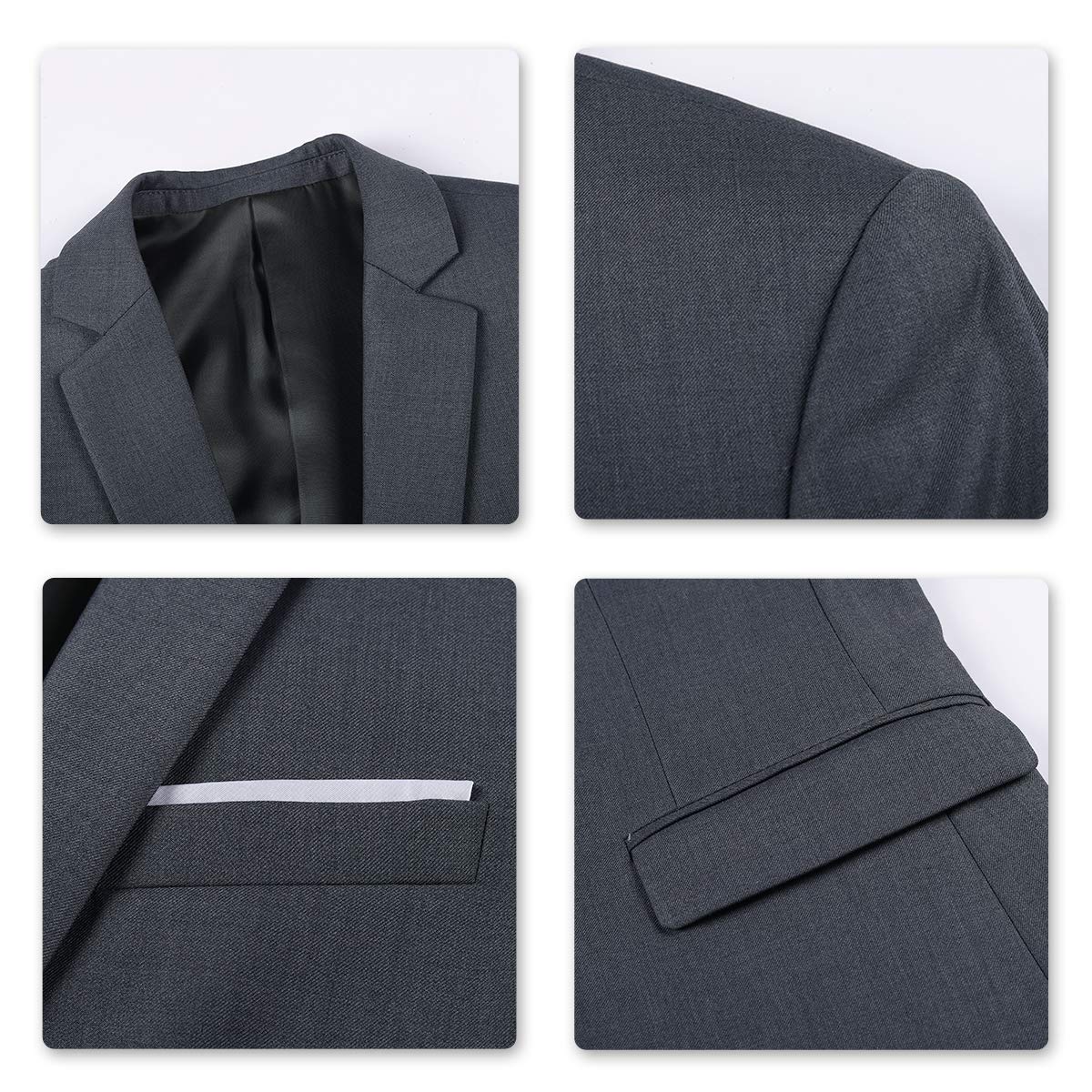 YOUTHUP Mens Slim Fit 3 Piece Suit 2 Button Business Wedding Suits Tuxedo Blazer Waistcoat Trousers