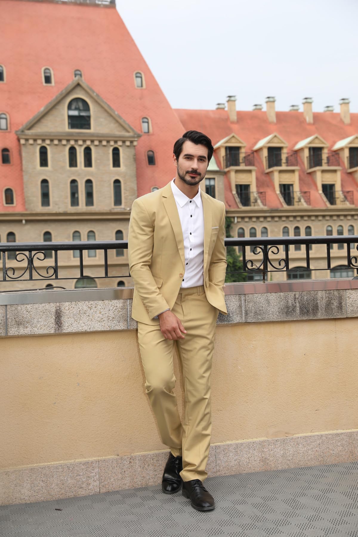 Allthemen Mens Suits 2 Piece Slim Fit Wedding Dress Suit One Button Business Suit Blazer Jackets Trousers