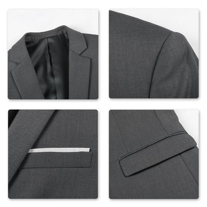 Allthemen Mens Slim Fit 2 Piece Suit Business Casual Jacket & Trousers Available