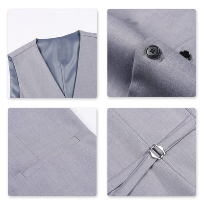 YOUTHUP Mens Slim Fit 3 Piece Suit 2 Button Business Wedding Suits Tuxedo Blazer Waistcoat Trousers