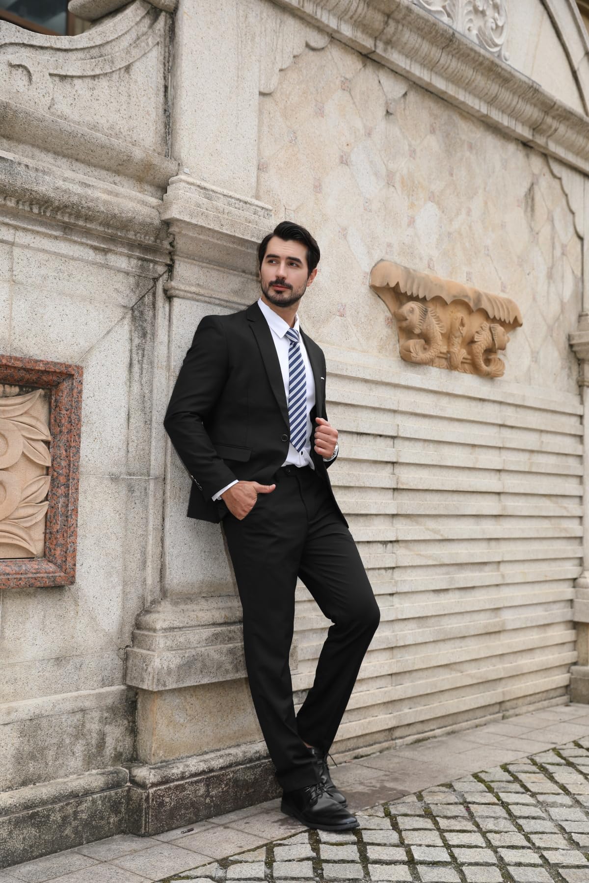 Allthemen Mens Slim Fit 2 Piece Suit Business Casual Jacket & Trousers Available